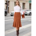 thumbnail image 2 of DARING DIVA Women's Corduroy High Waist Midi Mermaid Skirt with Pockets Large Caramel, 2 of 6