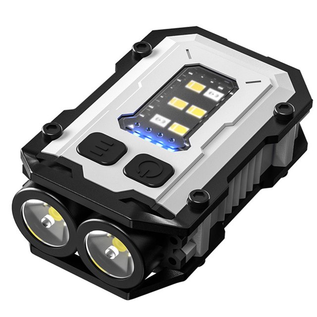 Nueva Linterna LED Transfronteriza Cabeza Giratoria Recargable Tipo C Con Llavero Multifunción Magnética (B Blanco)