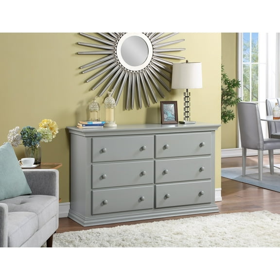 Suite Bebe Celeste 6 Drawer Double Dresser Light Gray