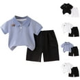 thumbnail image 6 of ZACPNCV Toddler Boys Short Set 2 Piece Short Sleeve Button Down Shirt and Matching Solid Color Summer Shorts for Little Boys Blue 2-3 Years, 6 of 6