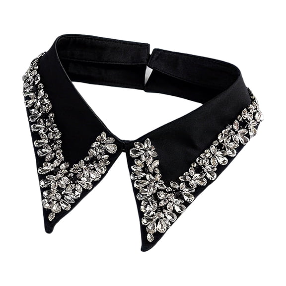 Misright Lightweight Decorative Shirt Collar With Rhinestones Embellishments For Women