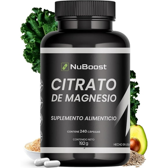 Citrato de Magnesio 400 Mg,ingredientes naturales, 240 cápsulas -Nuboost