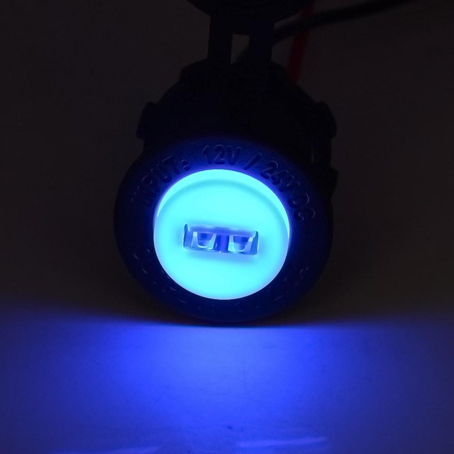 Dual USB Fuente de Alimentación con Terminal Empulguera Accesorios Automóvil Motor Movimiento luz azul Universal Duradero Yotijar Toma de alimentación USB