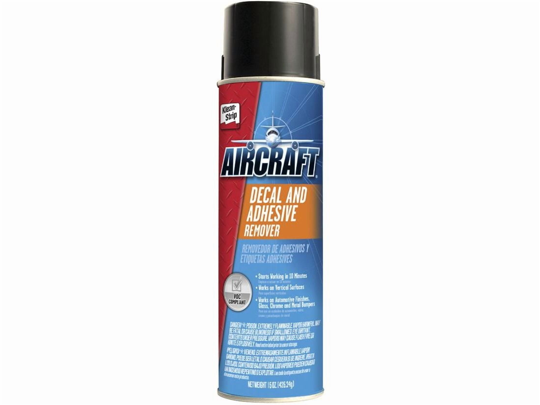 Klean Strip Aircraft EAD909 Decal and Adhesive Remover, 15 oz Aerosol Can, Water White, Liquid