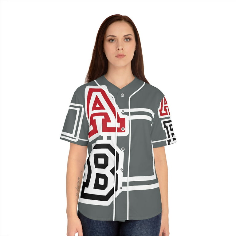 Printify ABJ Women's Medium Baseball Jersey (AOP) in Red for Sports 