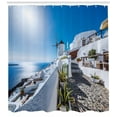 thumbnail image 3 of Ambesonne Summer Shower Curtain, Oia Village in Santorini, 69"Wx70"L, Blue and White, 3 of 3
