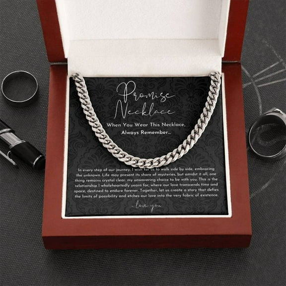 Promise Necklace For Him Gift | Cuban Link Chain Necklace Luxury Box