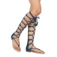 thumbnail image 1 of Women Knee High Lace Up Thong Gladiator Flat Sandal HF47, 1 of 3