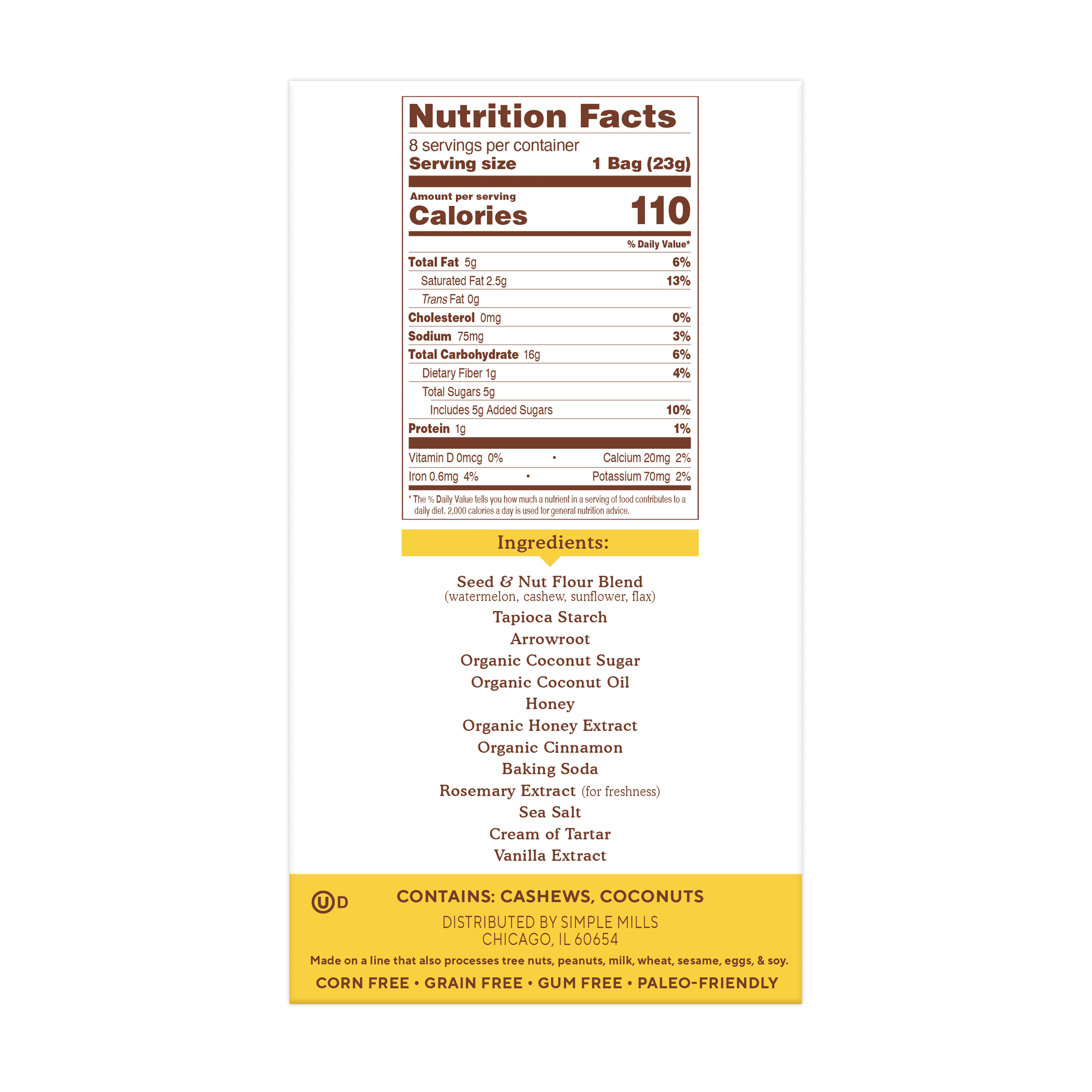 (3 pack) Simple Mills Honey Cinnamon Seed & Nut Flour Sweet Thins Snack Packs, 0.8 oz, Pack of 8