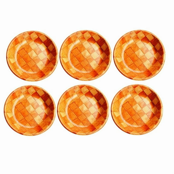 6 Pcs Wooden Salad Bowls 8 Inch Bowl with Square Pattern Design for Food, Fruits,Entertaining & Decorating