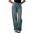 thumbnail image 3 of Women Baggy Jeans Mid-Low Waist Boyfriend Streetwear Vintage Jeans Wide Leg Denim Pants Nostalgic Blue S, 3 of 9