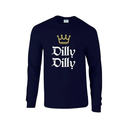 - Funny Beer Drinking Dilly Dilly King Crown Outline Long Sleeve T-shirt