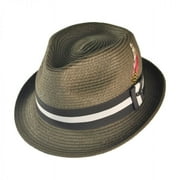 Ridley Toyo Straw Trilby Fedora Hat - L - Olive Green