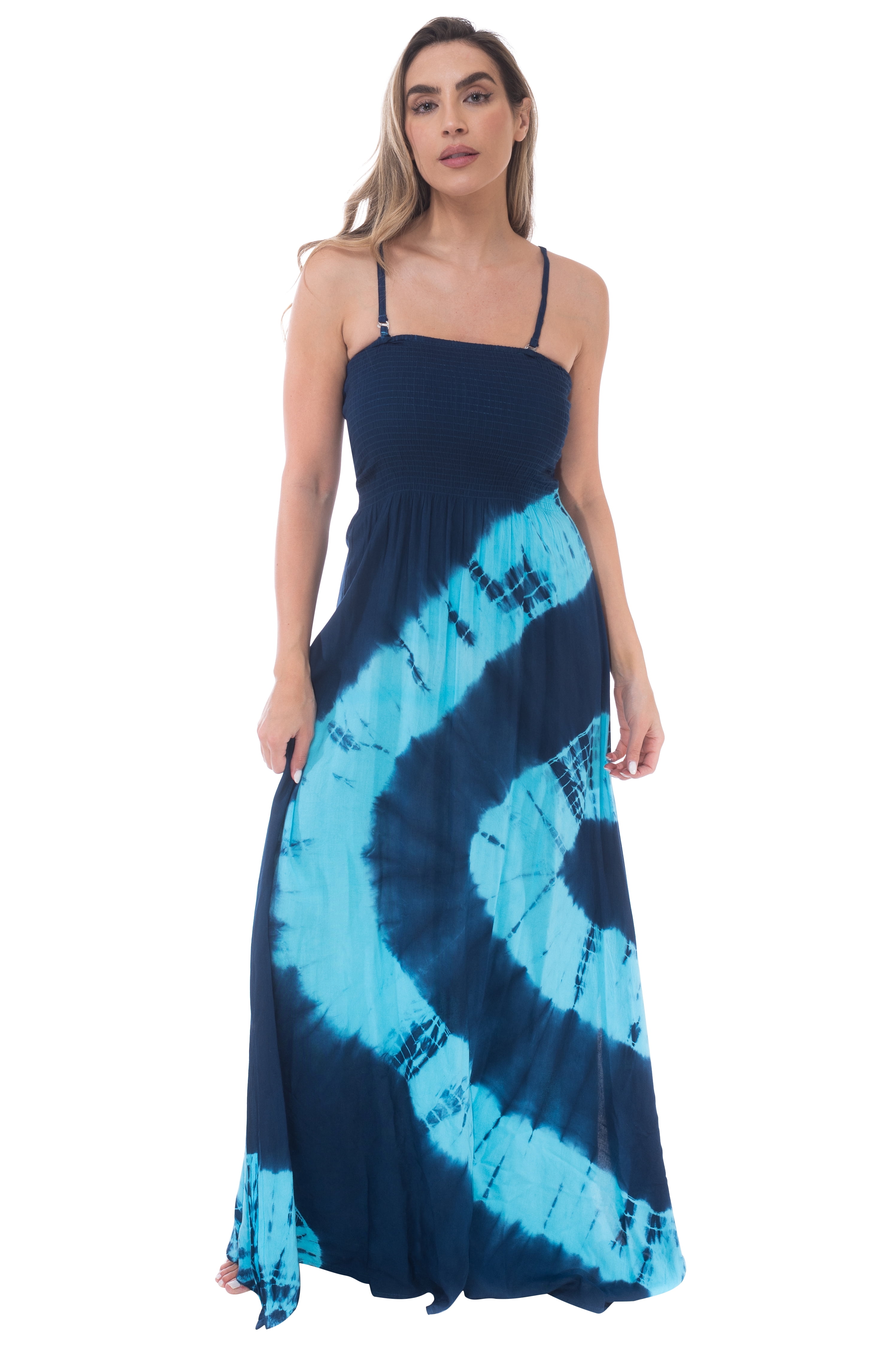 Riviera Sun Long Smocking Dresses for Women 21932-G-L - Walmart.com
