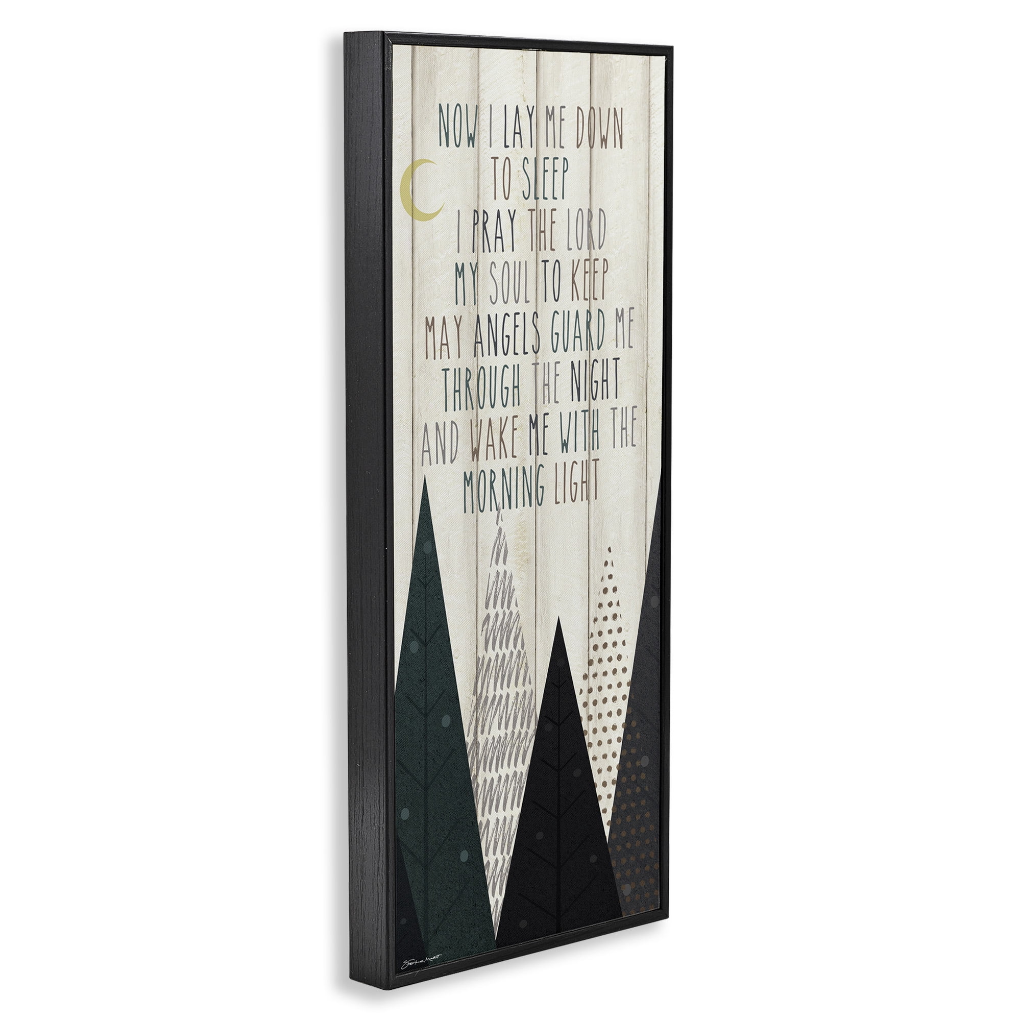 Stupell Industries Bedtime Forest Poem Art for Kids Painting Black Framed Art Print Wall Art, 10 x 24