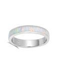 thumbnail image 4 of CHOOSE YOUR COLOR White Simulated Opal Wide Men's Wedding Ring .925 Sterling Silver Band CZ Female Size 5, 4 of 4