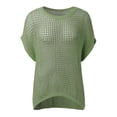 thumbnail image 5 of Crochet Coverups for Women Summer Cap Sleeve Hollow Out Casual Cruise Beach Vacation Tops Knit Pullover Sweater Dark Green L, 5 of 7