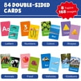 thumbnail image 2 of Benben Tarjetas didácticas para niños pequeños de 1 a 3 años, a prueba de roturas e impermeables, 84 tarjetas didácticas educativas de doble cara, números del alfabeto, formas animales, objetos de col, 2 of 5