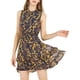 thumbnail image 1 of INSPIRE CHIC Vestidos de gasa para mujer, vestido mini sin mangas con fruncido y estampado floral, talla 3XL, azul marino, 1 of 7