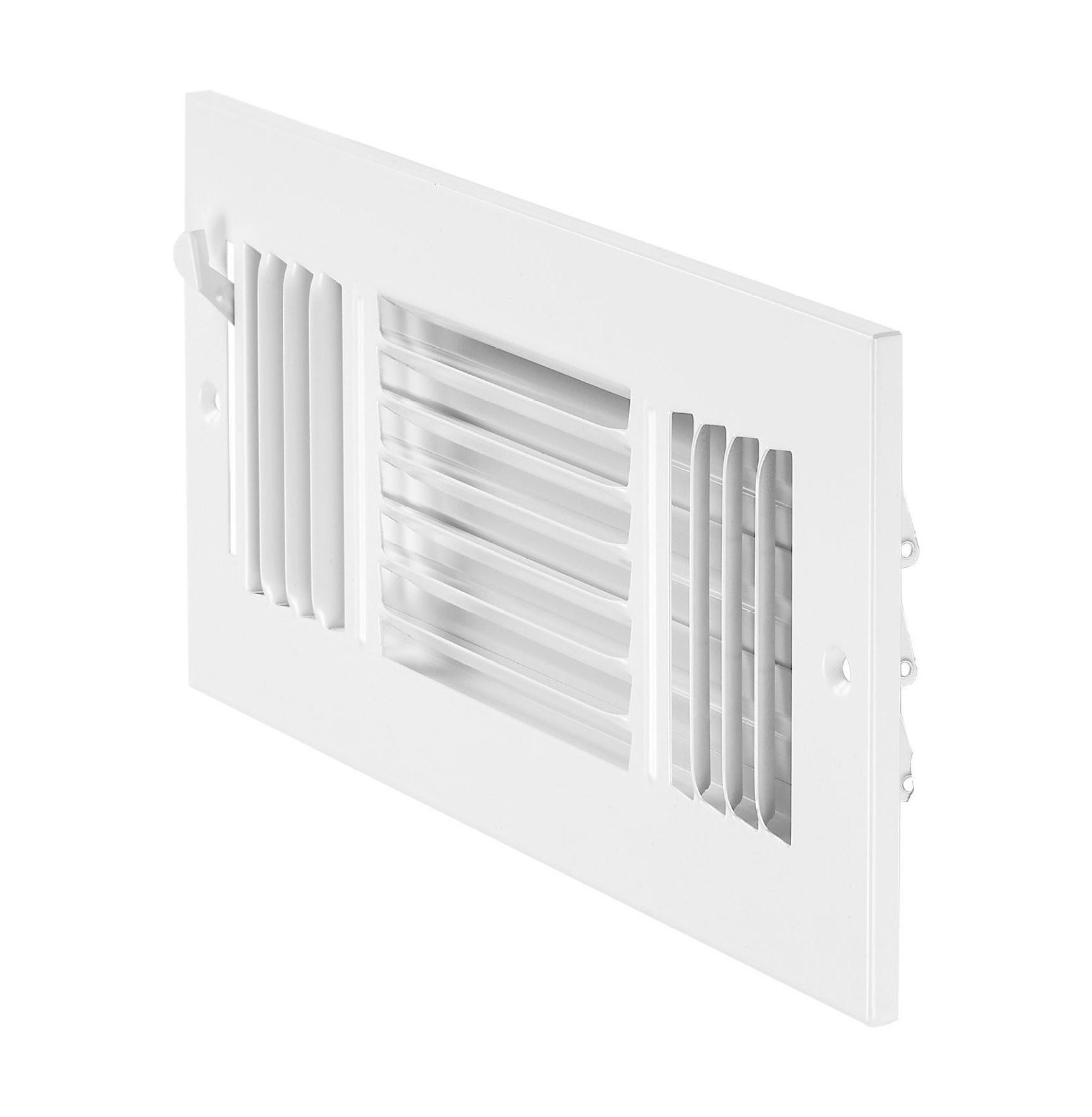 Floor Registers 4x10 Inch 6-Pack - White HVAC Vents - Iron Floor Air Vent Covers - Adjustable 3-Way Airflow - Durable Metal Grilles