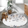 thumbnail image 3 of Round Rug 4Ft Washable Non-Slip, Grey Brown Leaves Circle Area Rugs for Living Room Bedroom, Summer Botanical Indoor Floor Mats Carpet Runner for Home Decor Aesthetic, 3 of 8