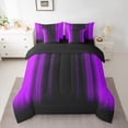 thumbnail image 2 of Manfei Neon Purple Stripe Bedding Comforter Set 7 Pieces, Modern Gradient Queen Bedding Sets, Contemporary Geometric Queen Sheet Sets, Luxury Bedroom Decor, 2 of 8