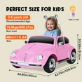 thumbnail image 7 of 12V Licensed Volkswagen Beetle Ride-On Car for Toddlers, Remote Control, LED Lights, 3 Speeds, Music & Bluetooth, for Kids Ages 3-5, Pink, 7 of 7