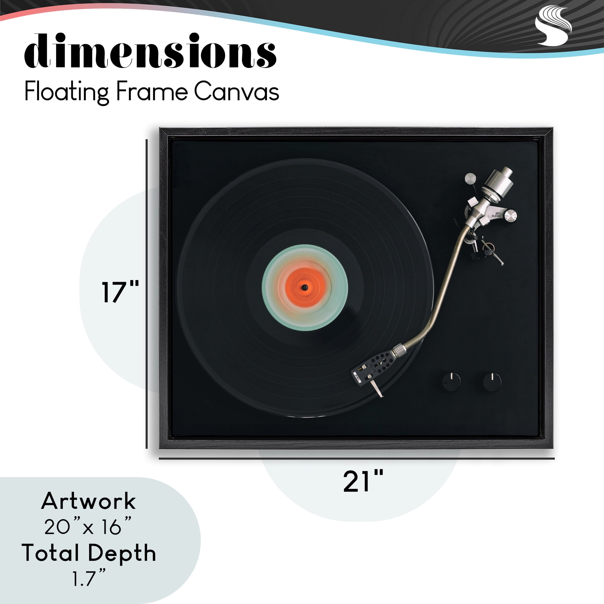Stupell Industries Vintage Spinning Record Black Framed Floater Canvas Wall Art, design by Tom Quartermaine