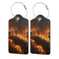 thumbnail image 5 of Rocae Cool Fire Man for Leather Luggage Baggage Tags ID Label Privacy Cover ID Label with Stainless Steel Loop and Address Card, 5 of 5