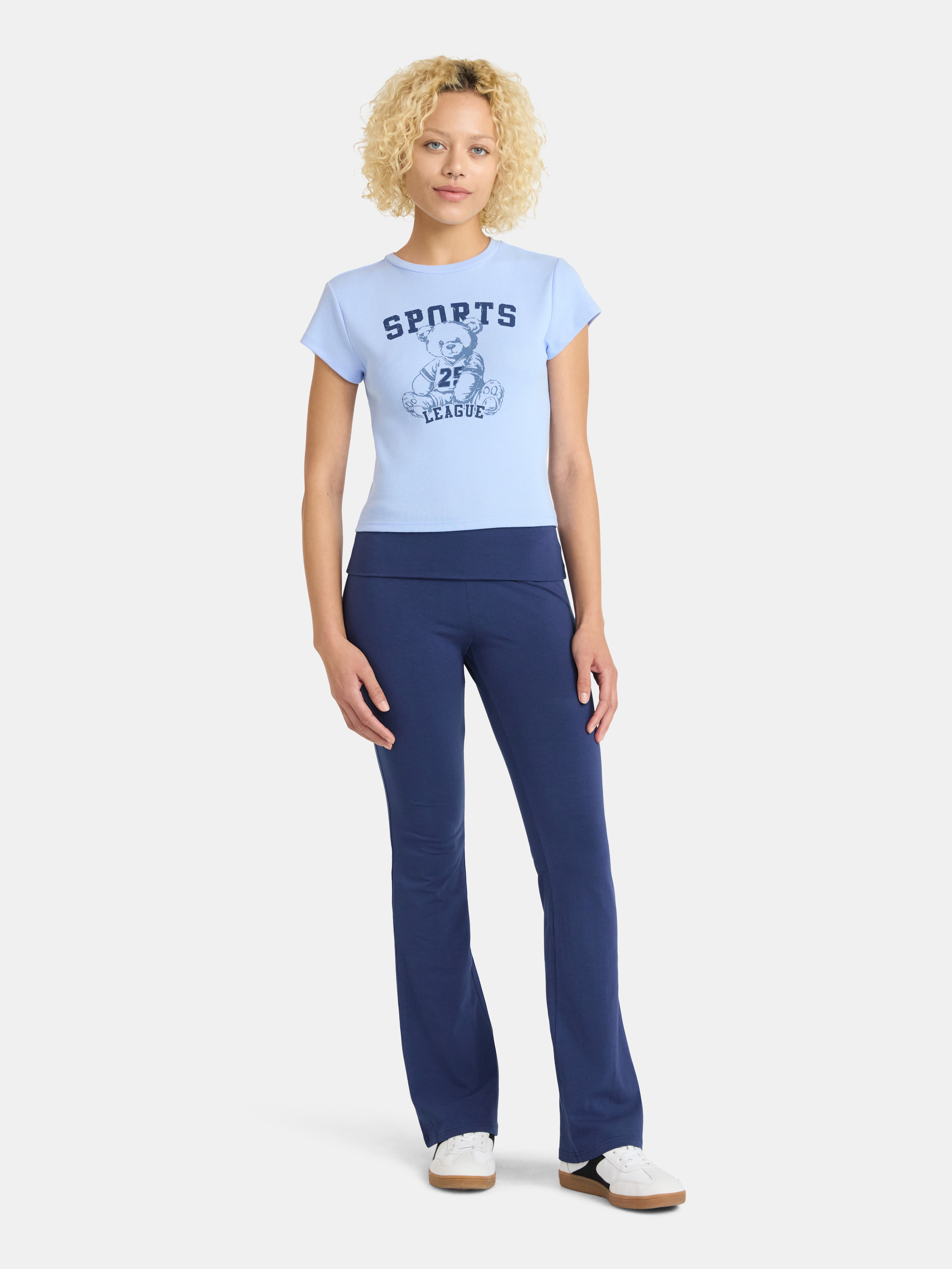 No Boundaries Flare Pants with Foldover Waistband, 32'' Inseam, Women's and Women's Plus XS-XXL