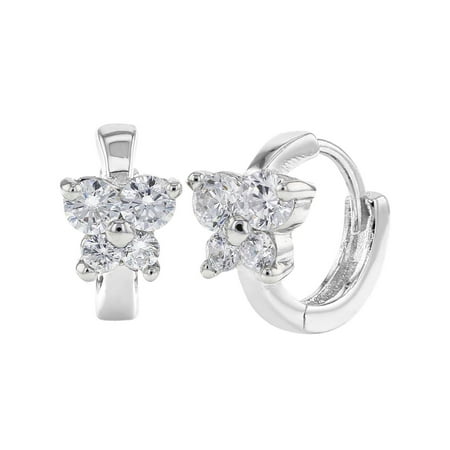 hoop butterfly sterling earrings silver 10mm huggie cz clear dialog displays option button additional opens zoom