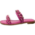 thumbnail image 4 of Schutz Vallen Hot Pink Braided Chain Straps Embellished Upper Flats Sandals (Rose Pink, 9.5), 4 of 4