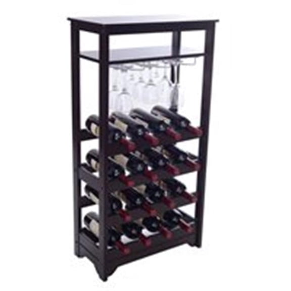 16-Bottle Wine Rack with Stemware Glass