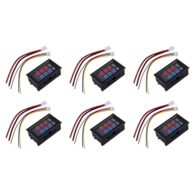 Pack Of 6 0.28In Led Digital Voltmeter Ammeter Dc0-100V 10A Double Color Display