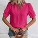 thumbnail image 5 of Camiseta Blusa Blusa informal con manga de burbuja, estilo elegante, camisa de talla grande para mujer, traje de vacaciones Ygjytge Rosa Roja Xxxl para Mujer, 5 of 7