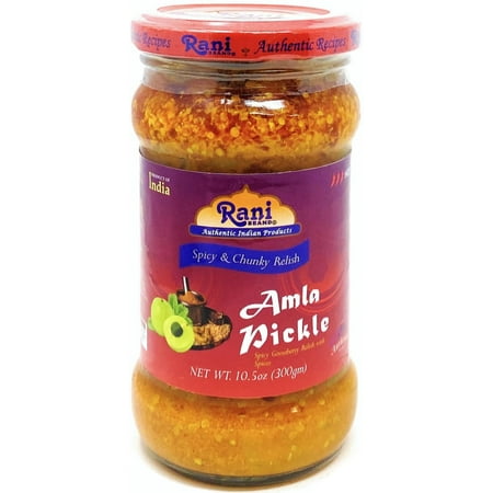 Rani Amla Pickle (Spicy Gooseberry Relish with Spices) 10.5oz (300g) Glass Jar ~ Vegan | Gluten Free | NON-GMO | No Colors | Popular Indian Condiment, Indian Origin