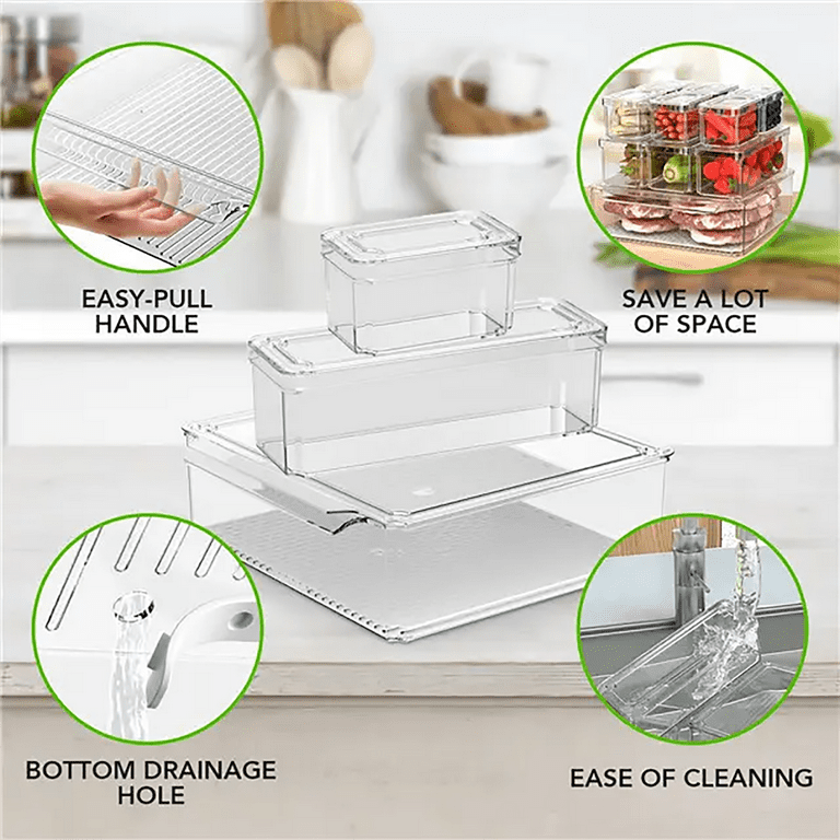 Refrigerator Door Organizer Bins - Hyjjlele 6 Pack Clear Plastic Food  Storage Containers for Fridge, Kitchen Cabinet, BPA-Free Pantry  Organization and
