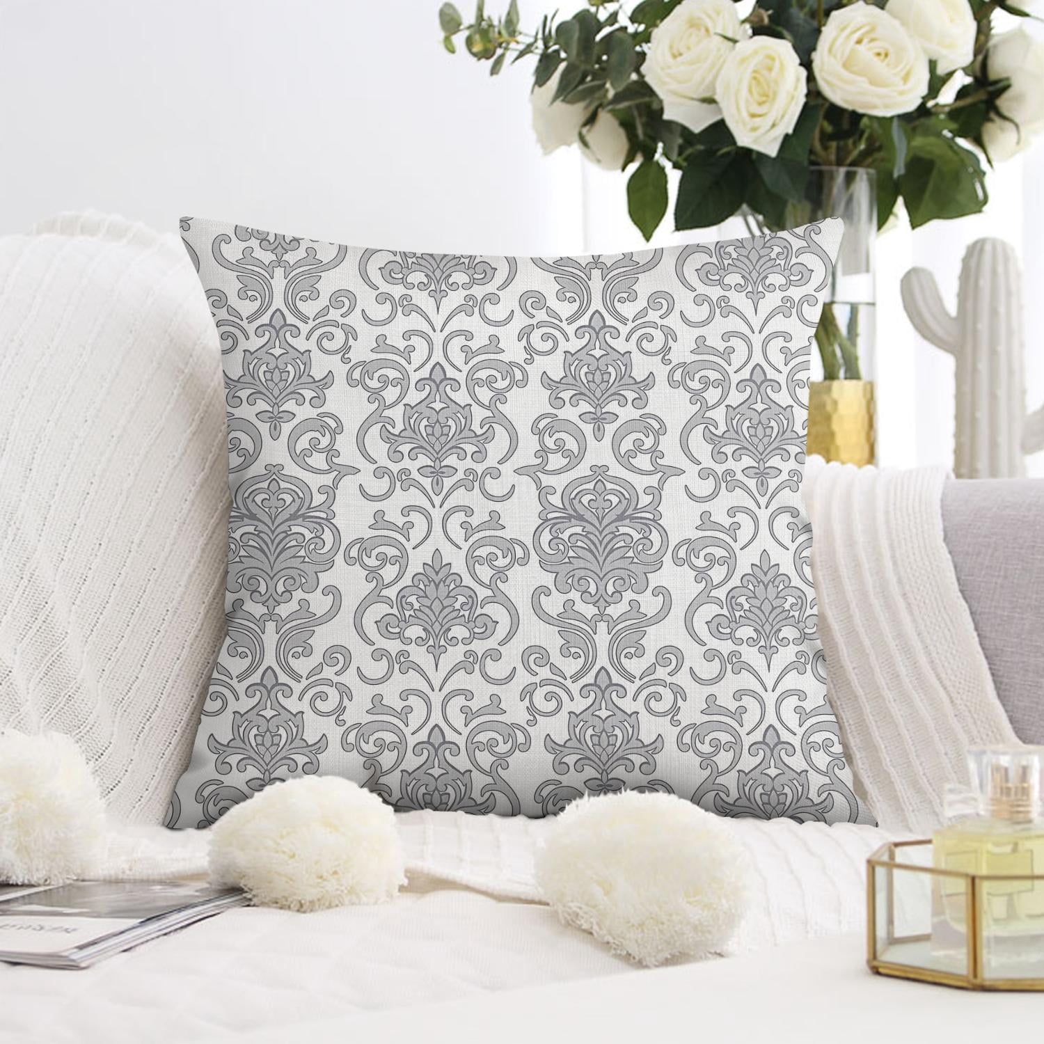 Farmhouse Chic Grey and Beige Patchwork Throw Pillow Covers, 16x16 Inch (Pack of 2) for Modern Home Decor