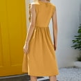 thumbnail image 5 of Tbopshirt Wedding Guest Dresses for Women,Women Round-Neck Casual Loose Skirt Solid Sleeveless Ruffles Longuette Dress, 5 of 5