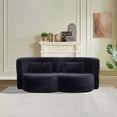 thumbnail image 4 of Folding Sofa Bed, Convertible Floor Sofa Sleeper Futon with Teddy Bear Fabric, Space Saving Double Bed for Living Room, Guest, Office, Apartment, No Assembly Required, Grey, 4 of 12