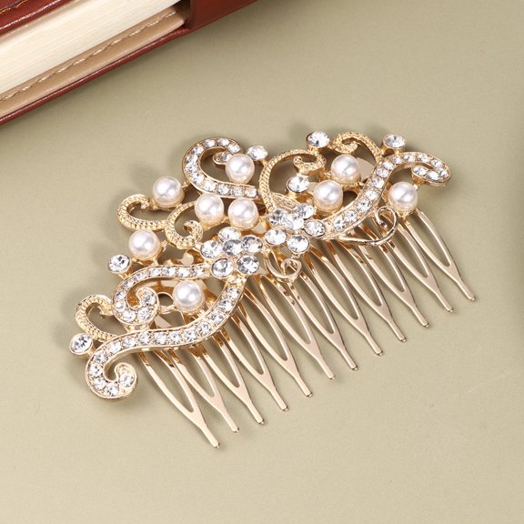 ULTNICE Fashion Headwear Wedding Headpiece for Women Golden 1Set for Brides Party