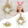 thumbnail image 2 of CoreLiving Easter Candle Rings Wreaths for Pillar Holders Spring Mini Wreath with Tulip and Eggs Wildflower Bow Decorations for Table Centerpieces Front Door Porch Home Kitchen Mantle Decor, 2 of 9