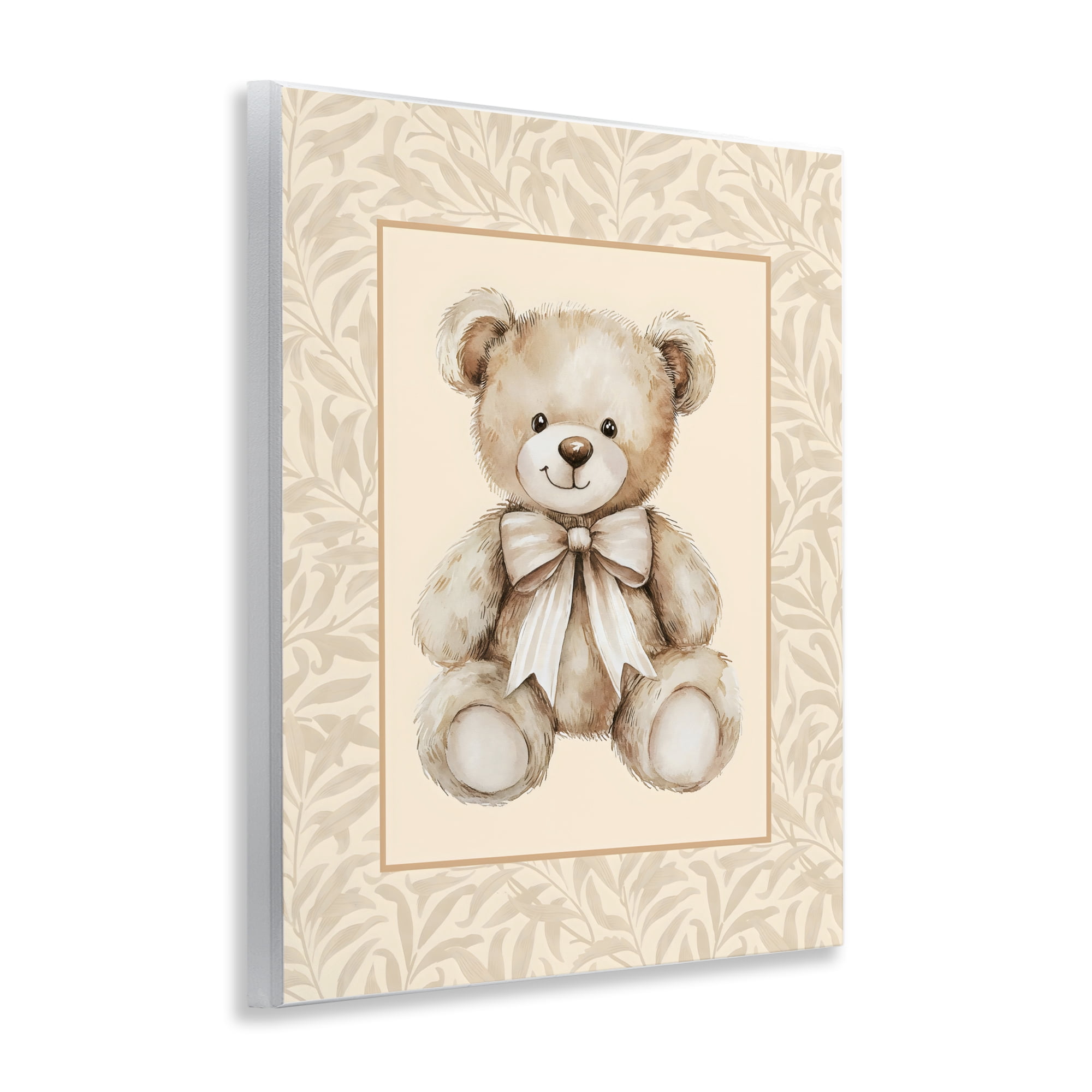 Stupell Industries Beige Teddy Bear and Border Wall Plaque Art, design by LSR Design Studio
