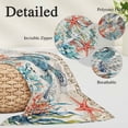 thumbnail image 6 of Sea Turtle Coastal Throw Pillow Cover, Pillowcase Protectors with Zipper, Breathable Decorative Lumbar Pillow Case Cover, Vintage Beach Coral Starfish Nautical Pillow Shams for Couch Sofa 16x24Inch, 6 of 8