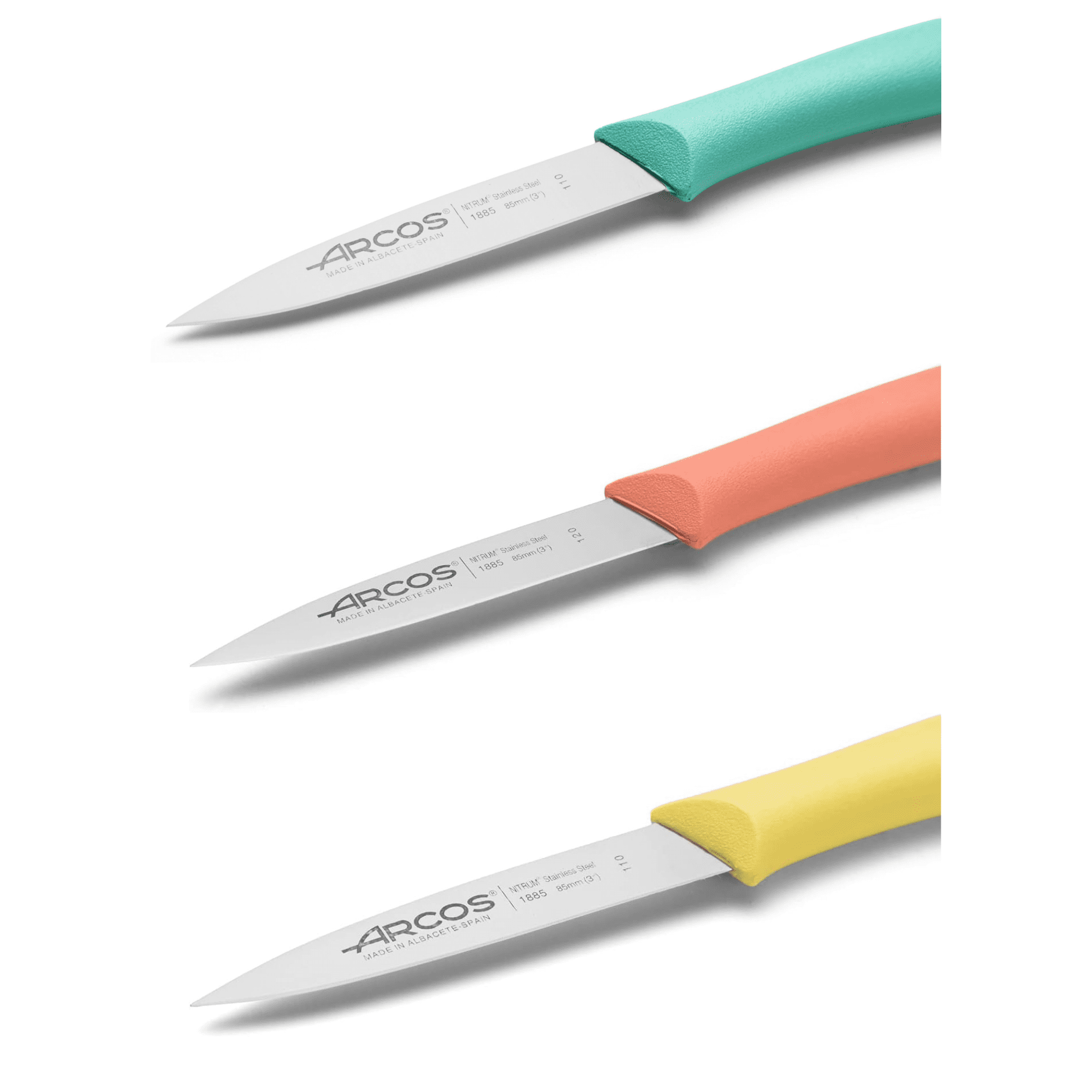 ARCOS Knife Set 4 pieces (3 knives + 1 scissors) - Nitrum Stainless Steel and mm blade. 1670 gr. Pine Wood Block. Ergonomic Polyoxymethyle(並行輸入品) : Arcos Kitchen Knife Set 4 Pieces. 3 Chef Knives and 1