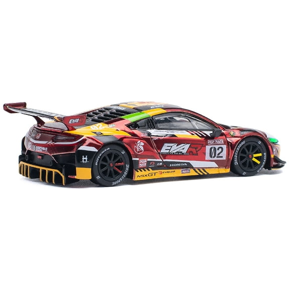 Honda NSX GT3 EVO22 #02 Red Metallic "EVA RT Production Model-02" 1/64 Diecast Model Car by Pop Race