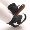 thumbnail image 4 of GYRATEDREAM Newborn Baby Boy Girl Cotton Booties Soft Sole Infant Stars Print Stay On Prewalker Slippers Winter Warm Toddler Cute Cozy Fleece Socks House Shoes Black for 0-18M, 4 of 8