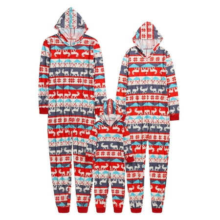 

Leutsin Parent-child Warm Christmas Set Printed Home Wear Pajamas One-piece Set