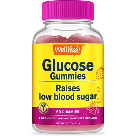 WellYeah Glucose Gummies - 4 Grams of Carbohydrates- Natural Sourced Flavors - Chewable Gummy for Men and Women, Non-GMO, Gluten Free - 60 Count