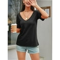 thumbnail image 2 of Women Large V-Neck Short Sleeve Bottoming Shirt, 2 of 6